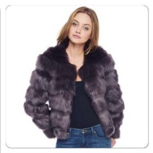 Vintage Juicy Couture Women’s Purple Grey Brown Faux Fur Jacket Medium
